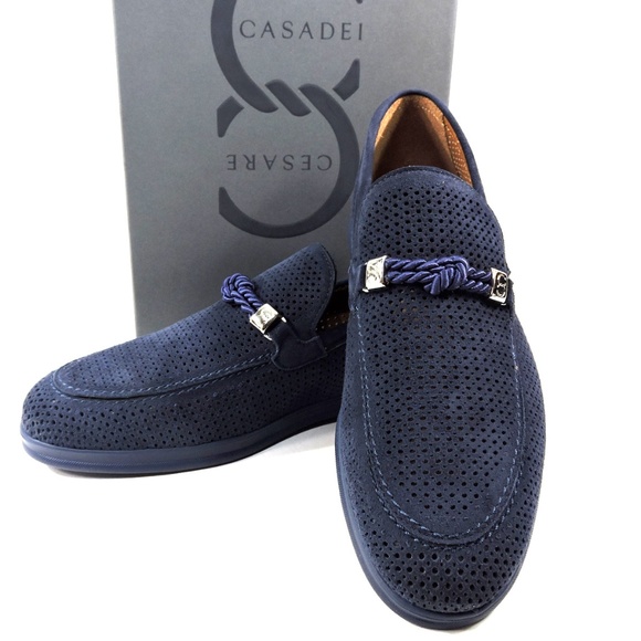 CASADEI ?? MENS BLUE SUEDE COMFORT SUMMER LOAFERS